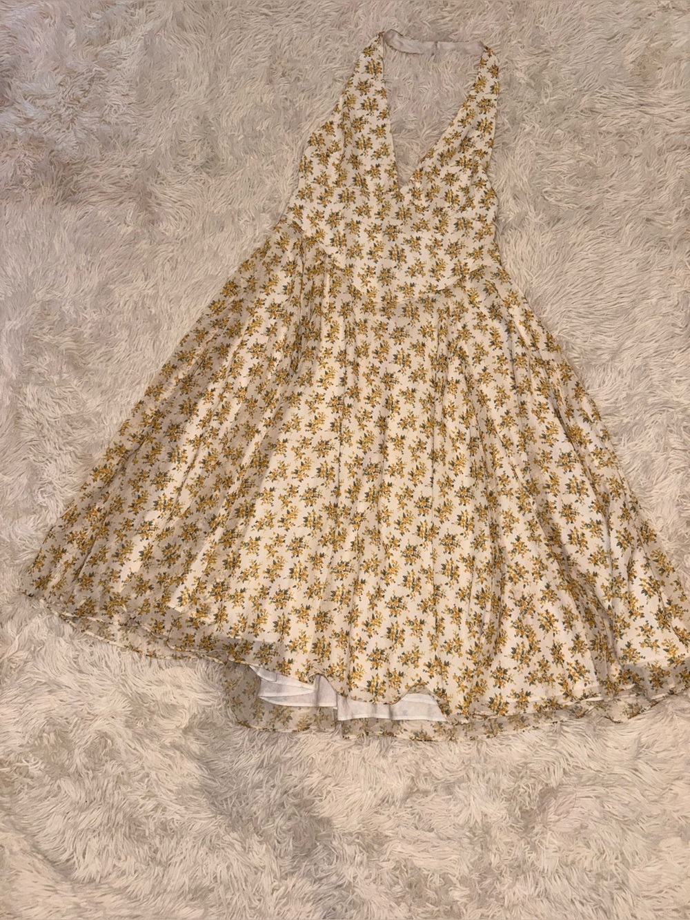 NEW HOUSE OF CB SOLADA Ivory Vintage Floral Print Georgette Halter Sz XL L+ - Picture 6 of 12